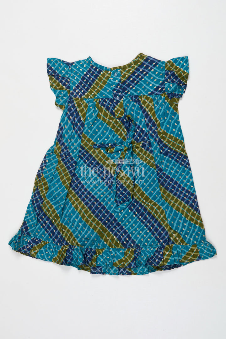 The Nesavu Girls Cotton Frock Sleeveless Baby Girl Frock in Modal Silk for Ethnic Celebrations Nesavu Nesavu baby girl sleeveless frock in modal silk with digital prints for traditional functions