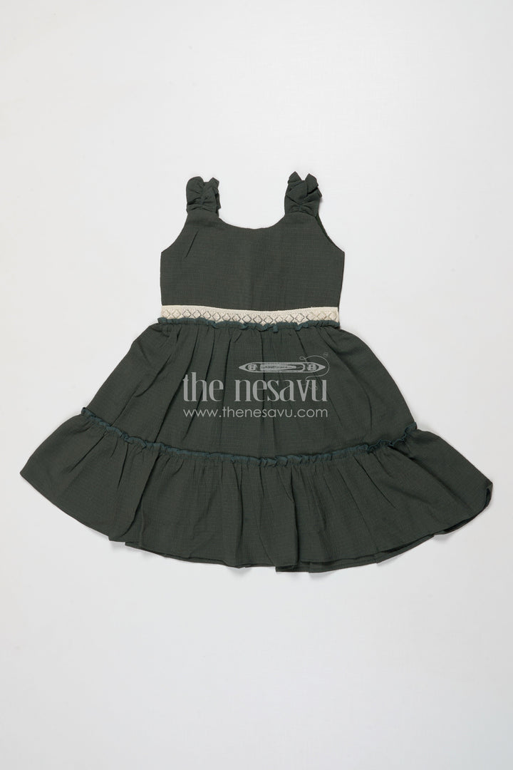 The Nesavu Girls Cotton Frock Sleeveless Baby Girl Frock in Modal Silk for Everyday Ethnic Style Nesavu 18 (2Y) / Green GFC2029A-18 Nesavu sleeveless modal silk frock for baby girls with digital print for casual festive wear