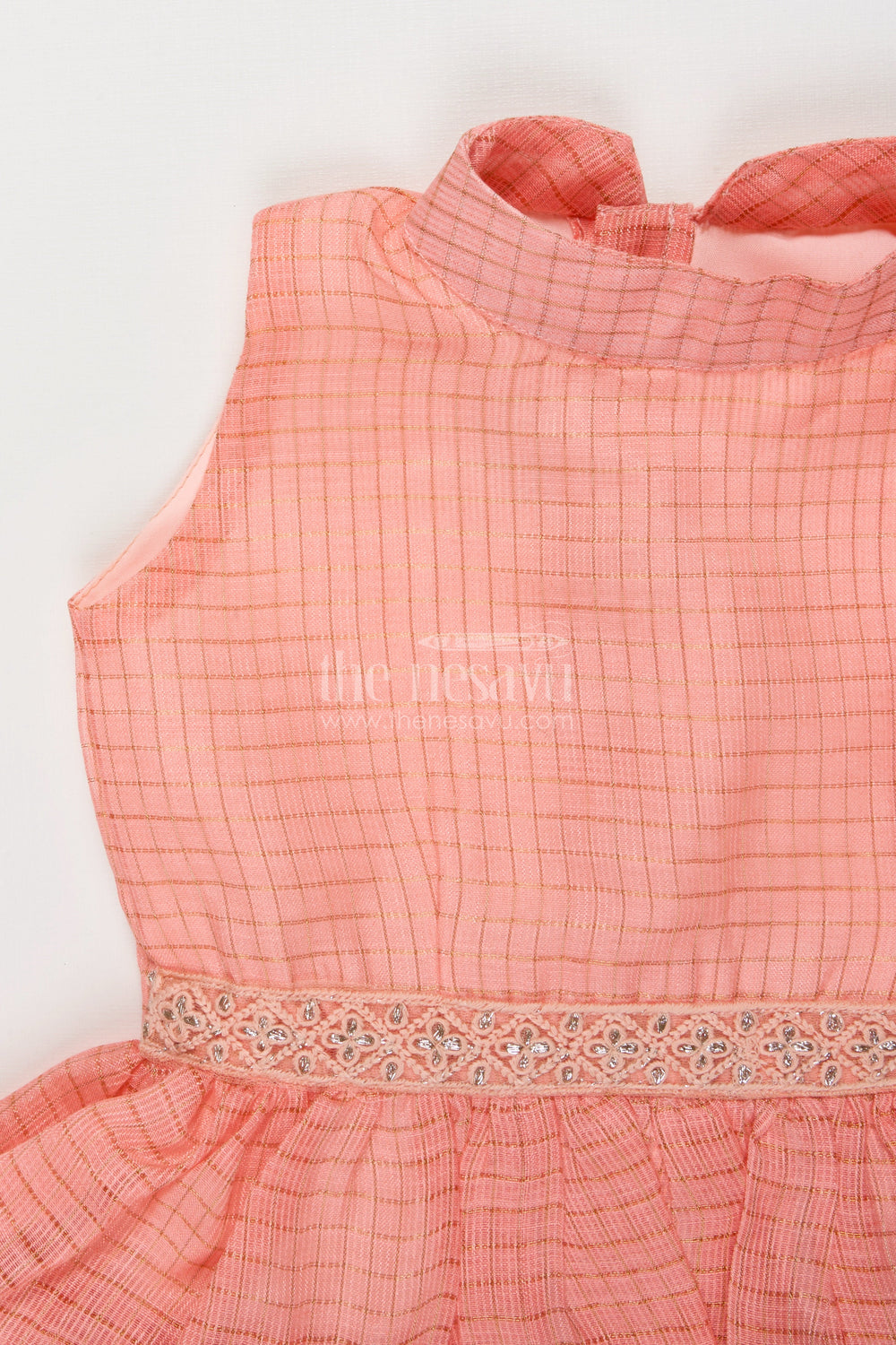 The Nesavu Girls Cotton Frock Sleeveless Baby Girl Frock with Layered Ruffles for Birthday Celebrations Nesavu Nesavu baby girl frock with cotton ruffle tiers and sleeveless neckline for birthdays