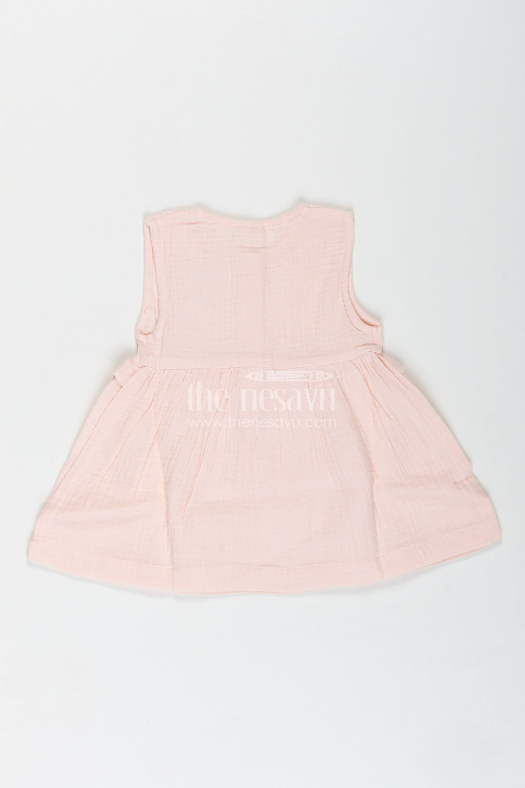 The Nesavu Baby Cotton Frocks Sleeveless Cotton Dress for Baby Girls with Puppy Motif Nesavu Nesavu Muslin Cotton Sleeveless Baby Dress Dog Embroidery Infants Toddlers