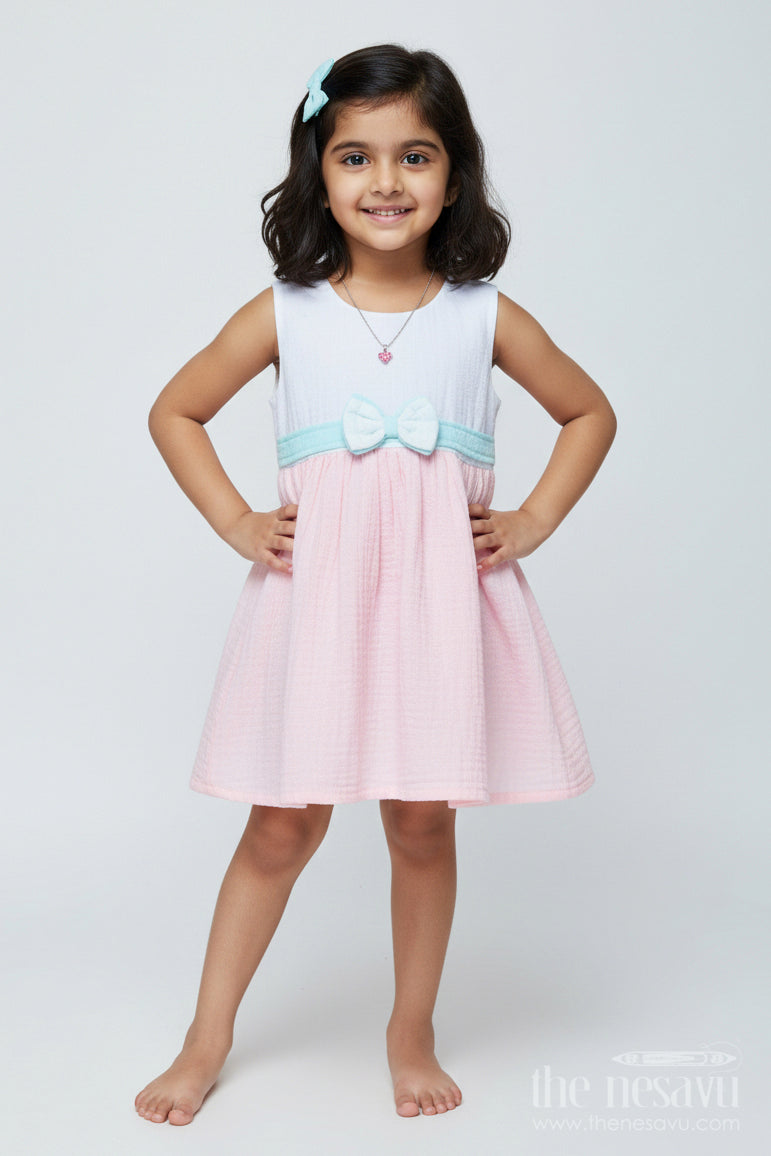 The Nesavu Baby Frocks Sleeveless Cotton Frock for Baby Girls for Birthdays and Casual Photoshoots Nesavu Nesavu muslin cotton frock baby girls milestone birthdays casual baby photoshoots