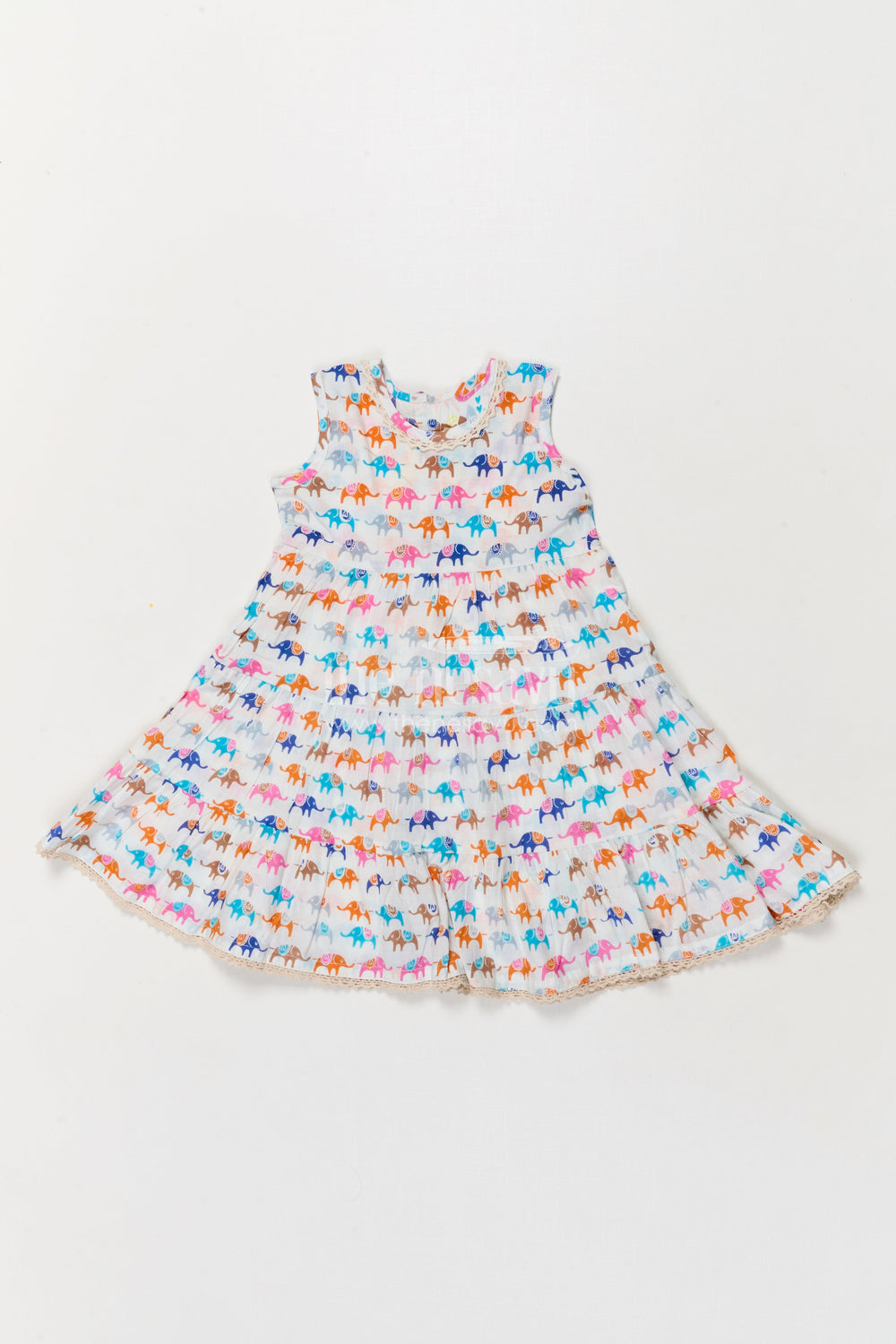 The Nesavu Girls Cotton Frock Sleeveless Cotton Frock for Girls with Multicolor Elephant Print Nesavu 16 (1Y) / Multicolor GFC2049A-16 Nesavu girls sleeveless cotton frock with multicolor elephant print – perfect for zoo trips and play