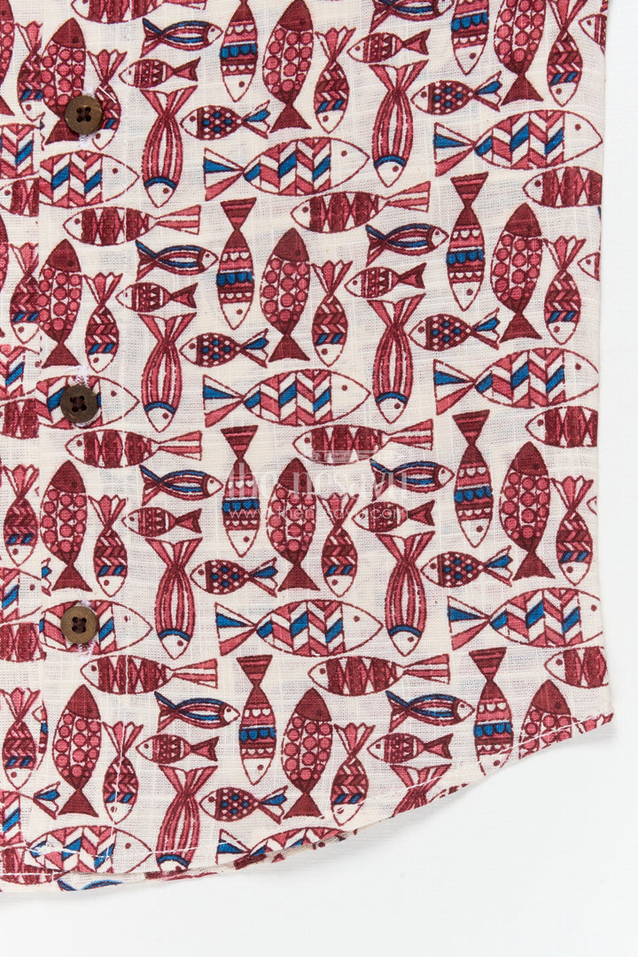 The Nesavu Baby Jablas Sleeveless Cotton Jabla for Babies with Button Front and Artistic Print Nesavu 10 (NB) / Maroon / Cotton IF050B-10 Nesavu sleeveless baby jabla with wooden buttons and textured digital print – everyday cotton essential