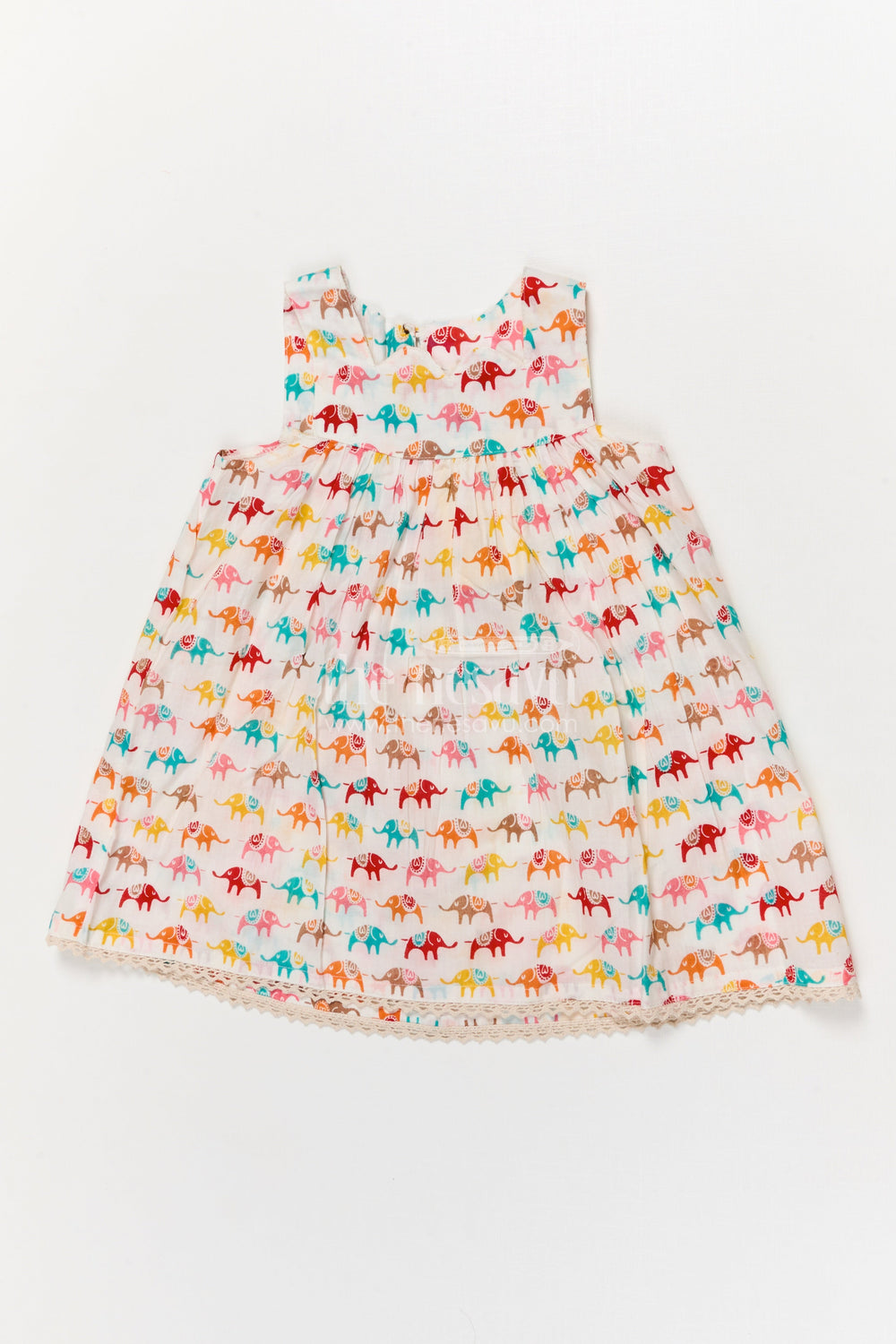 The Nesavu Girls Cotton Frock Sleeveless Elephant Print Cotton Frock for Girls – Comfy and Colorful Nesavu 16 (1Y) / Multicolor GFC2056A-16 Nesavu multicolor elephant print sleeveless cotton frock for girls – playful and breezy outfit