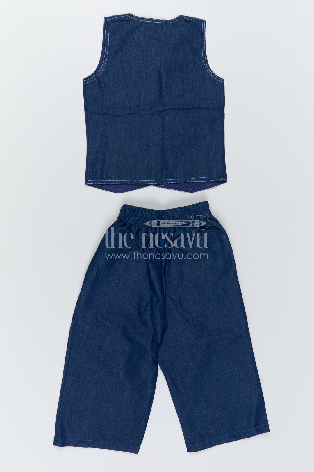 The Nesavu Girls Co-Ord Sets Sleeveless Girls Co Ord Set for Casual Travel Styling Nesavu Nesavu Sleeveless Girls Co Ord Set With Wide Leg Pants For Casual Travel Styling