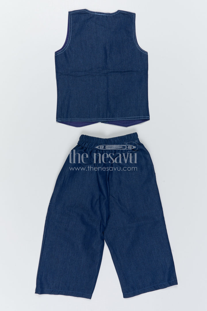 The Nesavu Girls Co-Ord Sets Sleeveless Girls Co Ord Set for Casual Travel Styling Nesavu Nesavu Sleeveless Girls Co Ord Set With Wide Leg Pants For Casual Travel Styling