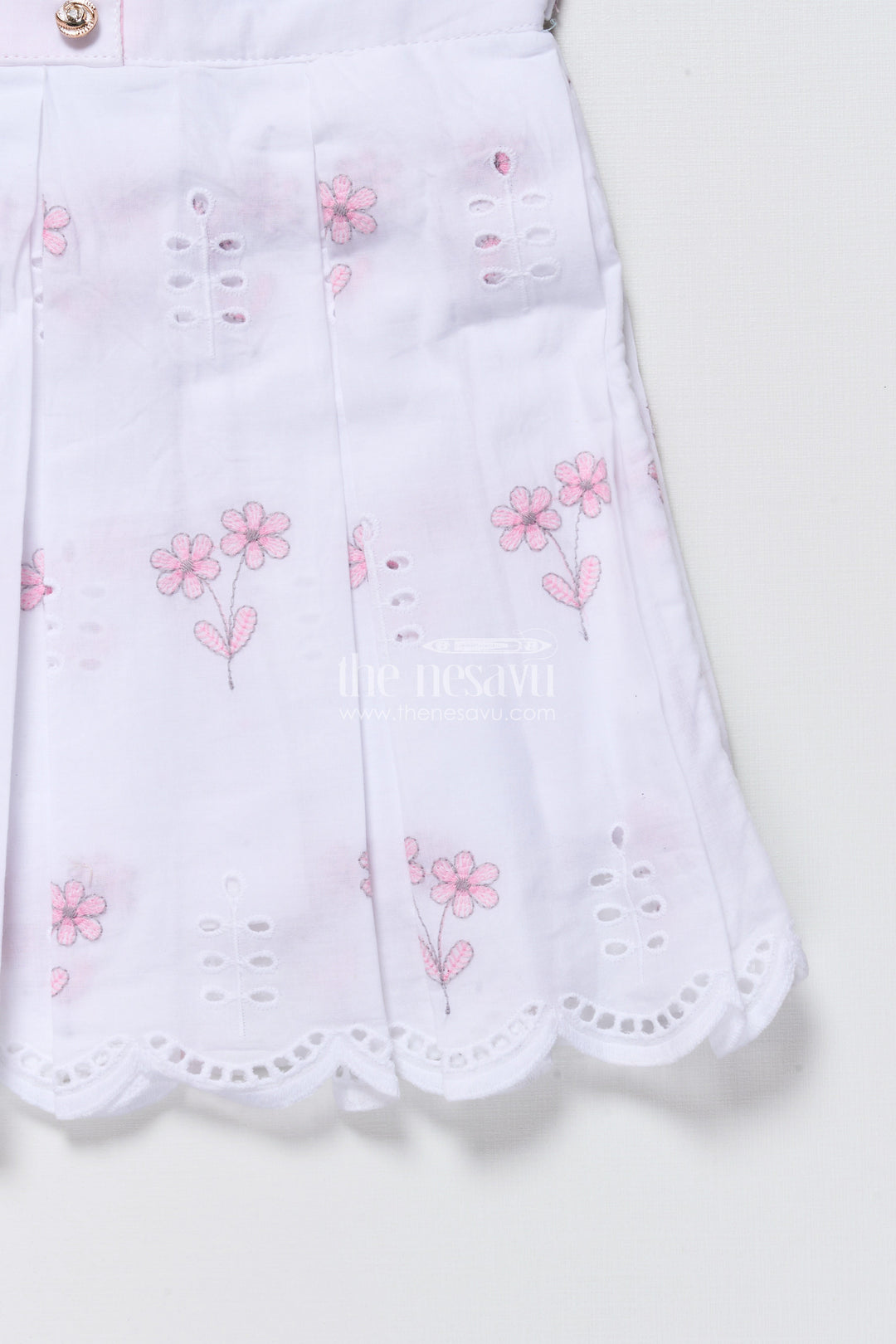The Nesavu Girls Cotton Frock Sleeveless Hakoba Cotton Frock with Soft Embroidery Work Nesavu Nesavu hakoba embroidered cotton frock  sleeveless floral casual wear girls