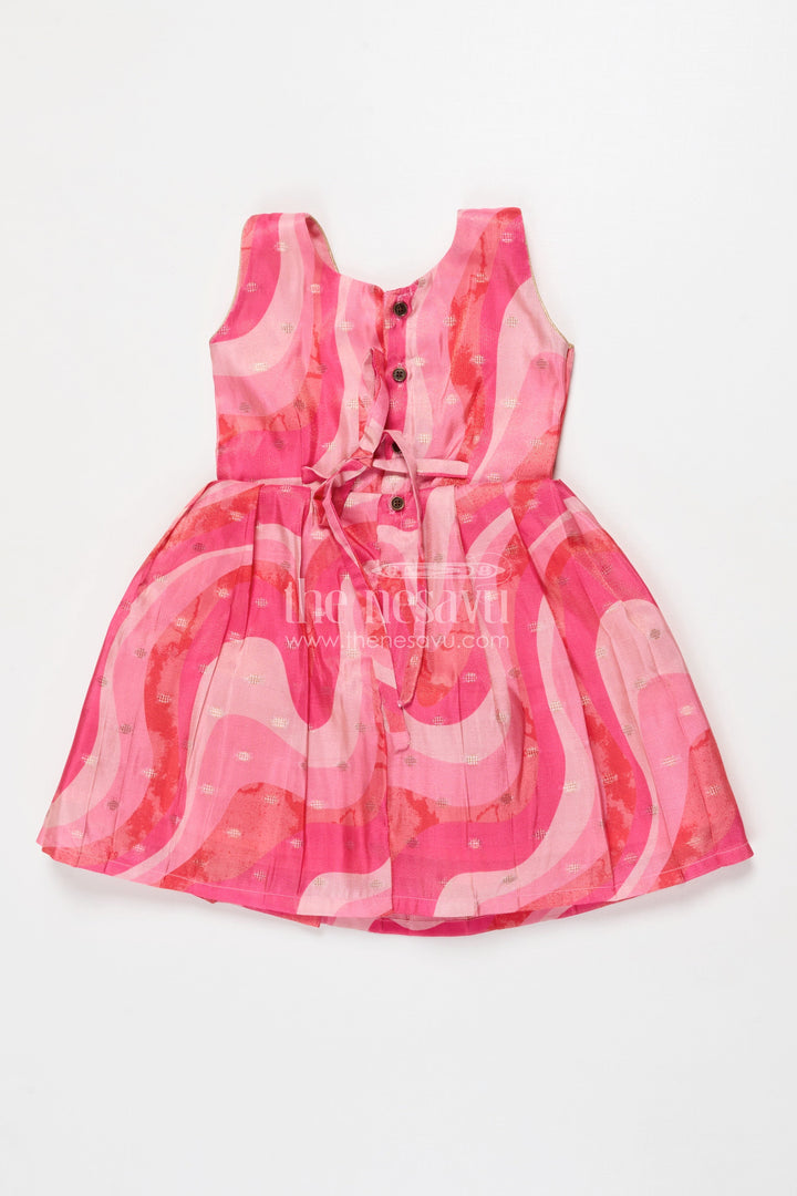 The Nesavu Silk Frock Sleeveless Silk Frock for Baby Girls for Birthdays and Playdates Nesavu Nesavu sleeveless silk frock with vibrant prints in Banaras art silk for birthdays and casual festive days