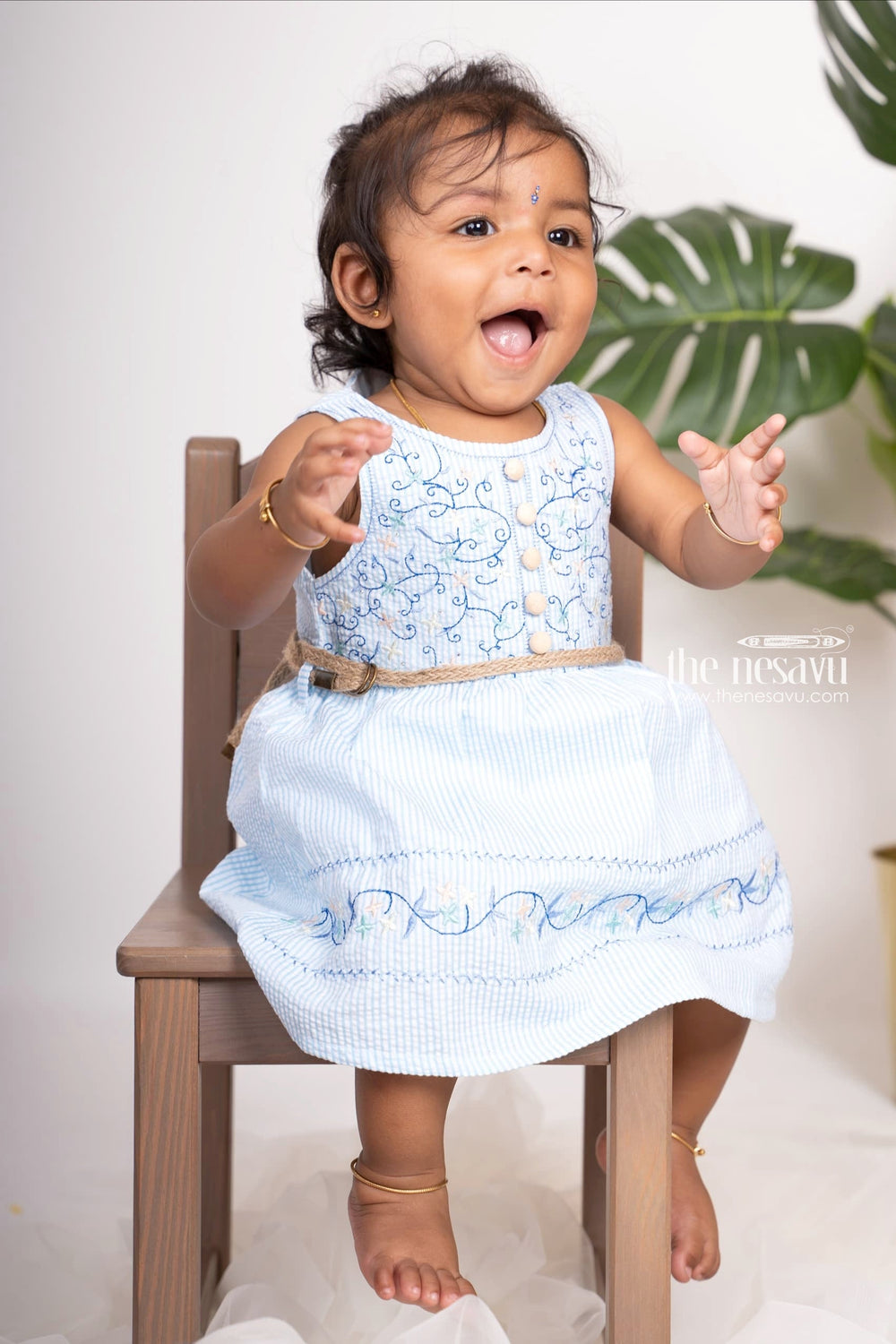 The Nesavu Baby Cotton Frocks Soft Cotton Embroidered Party Wear Gown For Baby Girls With Hip Belt Nesavu Latest Cotton Frocks For New Born Baby Girls Online At The Nesavu