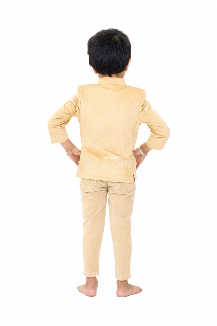 The Nesavu Boys Blazer Set Sophisticated Boys Traditional Kurta Set with Modern Trousers and T-shirt Nesavu Boys Designer Ethnic Kurta and Trousers Set | Perfect for Any Occasion | The Nesavu