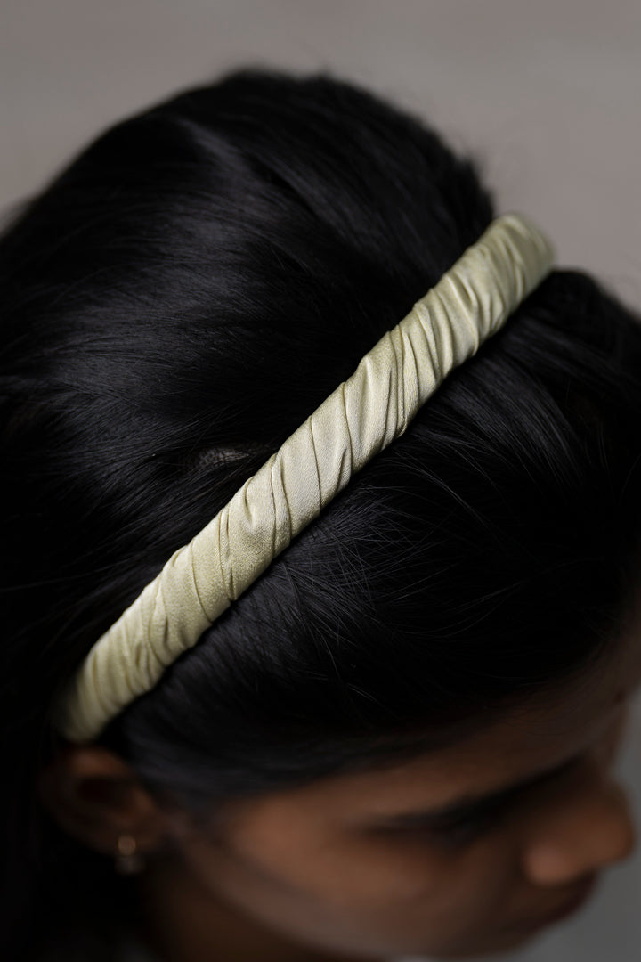 The Nesavu Hair Band Sophisticated Green Satin Hairband Nesavu Green JHB84A Elegant Olive Green Satin Hairband | Chic Hair Accessory for Every Occasion | The Nesavu