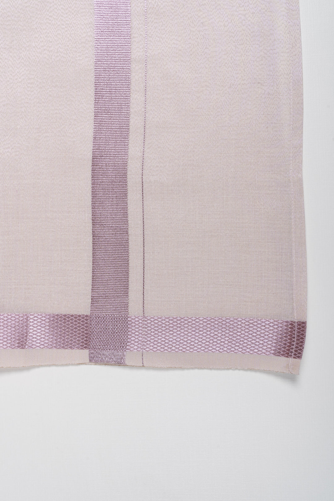 The Nesavu Boys Vesti Sophisticated Silver Boys Dhoti with Lavender Accent Stripes Nesavu Elegant Silver and Lavender Boys Dhoti | Stylish Festive Wear for Young Gentlemen | The Nesavu