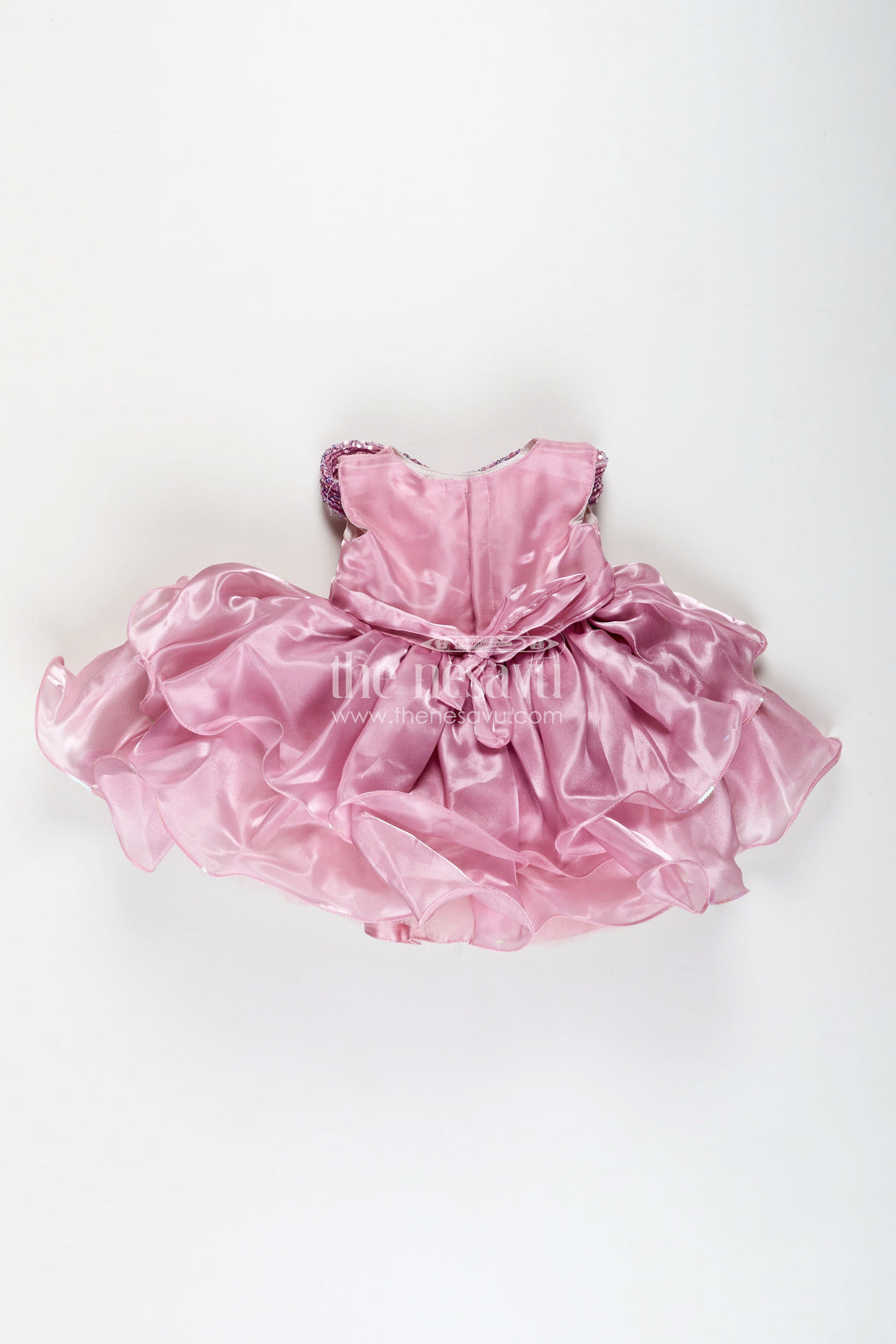 The Nesavu Girls Fancy Party Frock Special Occasion Baby Frock With Ruffles Perfect For Birthday Party Celebrations Nesavu Nesavu Pink Birthday Party Frock Girls Organza Ruffled Layers Sparkling Beaded Bow