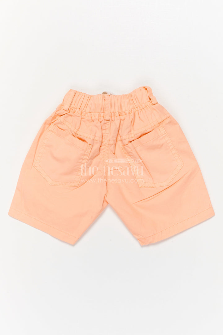 The Nesavu Boys Shorts Sporty Cotton Boys Shorts with Football Design and Playful Print Nesavu Boys breathable cotton shorts with football patch and drawstring fit