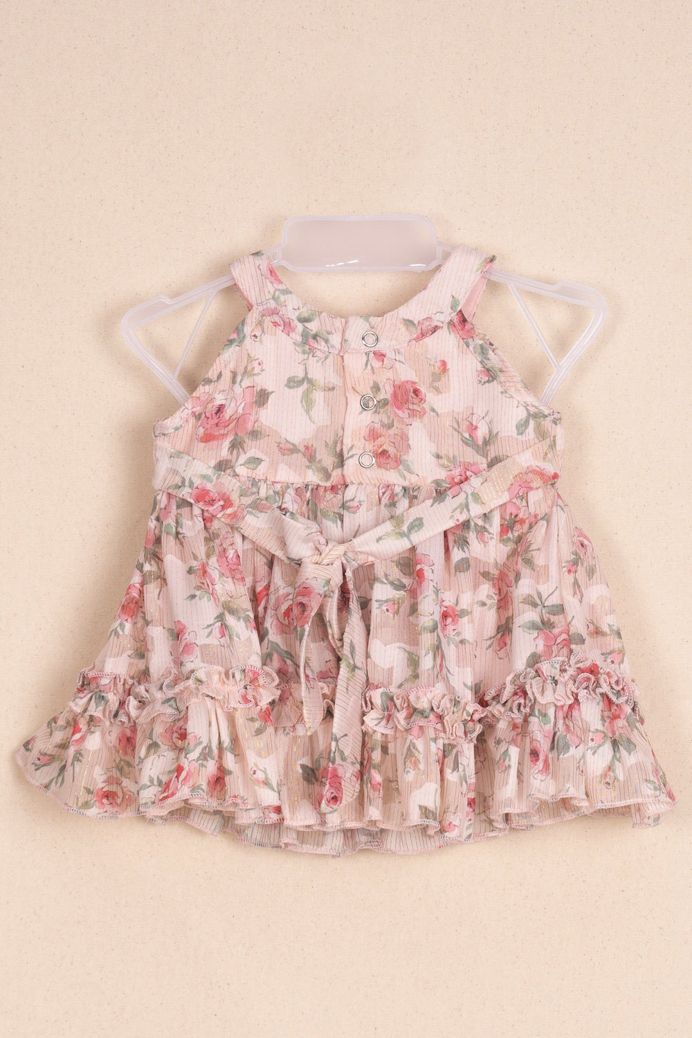 The Nesavu Baby Fancy Frock Stunning Floral Printed Sleeveless Beige Frock For Baby Girls Nesavu Pretty Frock Designs For Girls | New Arrivals | The Nesavu