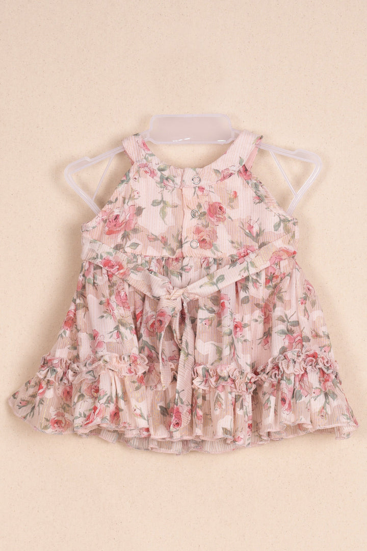 The Nesavu Baby Fancy Frock Stunning Floral Printed Sleeveless Beige Frock For Baby Girls Nesavu Pretty Frock Designs For Girls | New Arrivals | The Nesavu