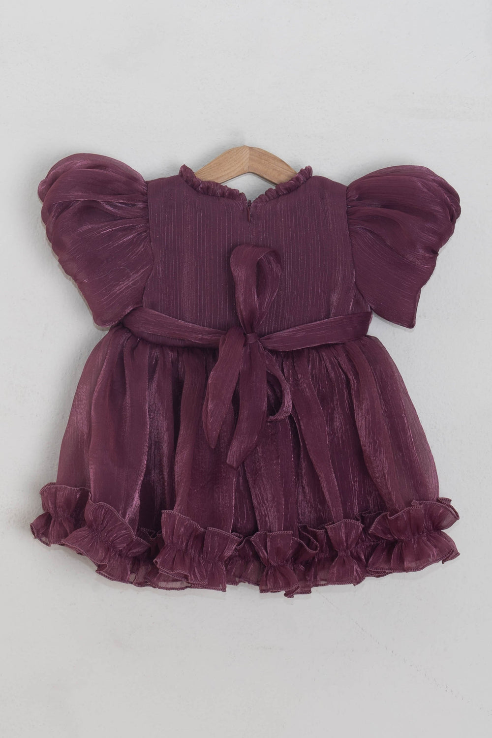 The Nesavu Baby Fancy Frock Stunning Magenta Solid Pattern With Ruffled Sleeve Organza Frock For Baby girls Nesavu Premium Dresses For Baby Girls | Kids Latest Collection | The Nesavu
