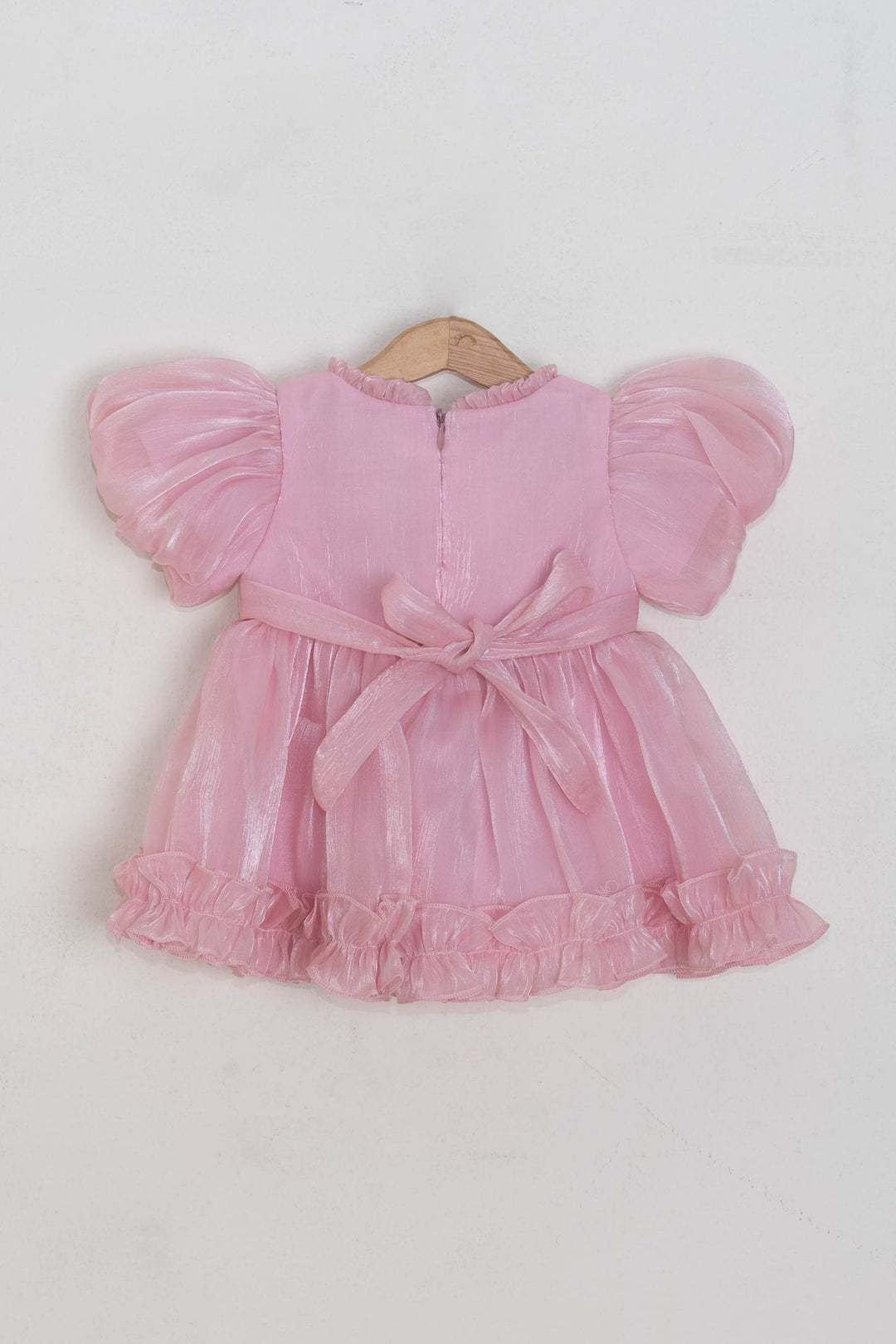 The Nesavu Baby Fancy Frock Stunning Pastel Pink Solid Pattern With Ruffled Sleeve Organza Frock For Baby girls Nesavu Premium Dresses For Baby Girls | Kids Latest Collection | The Nesavu