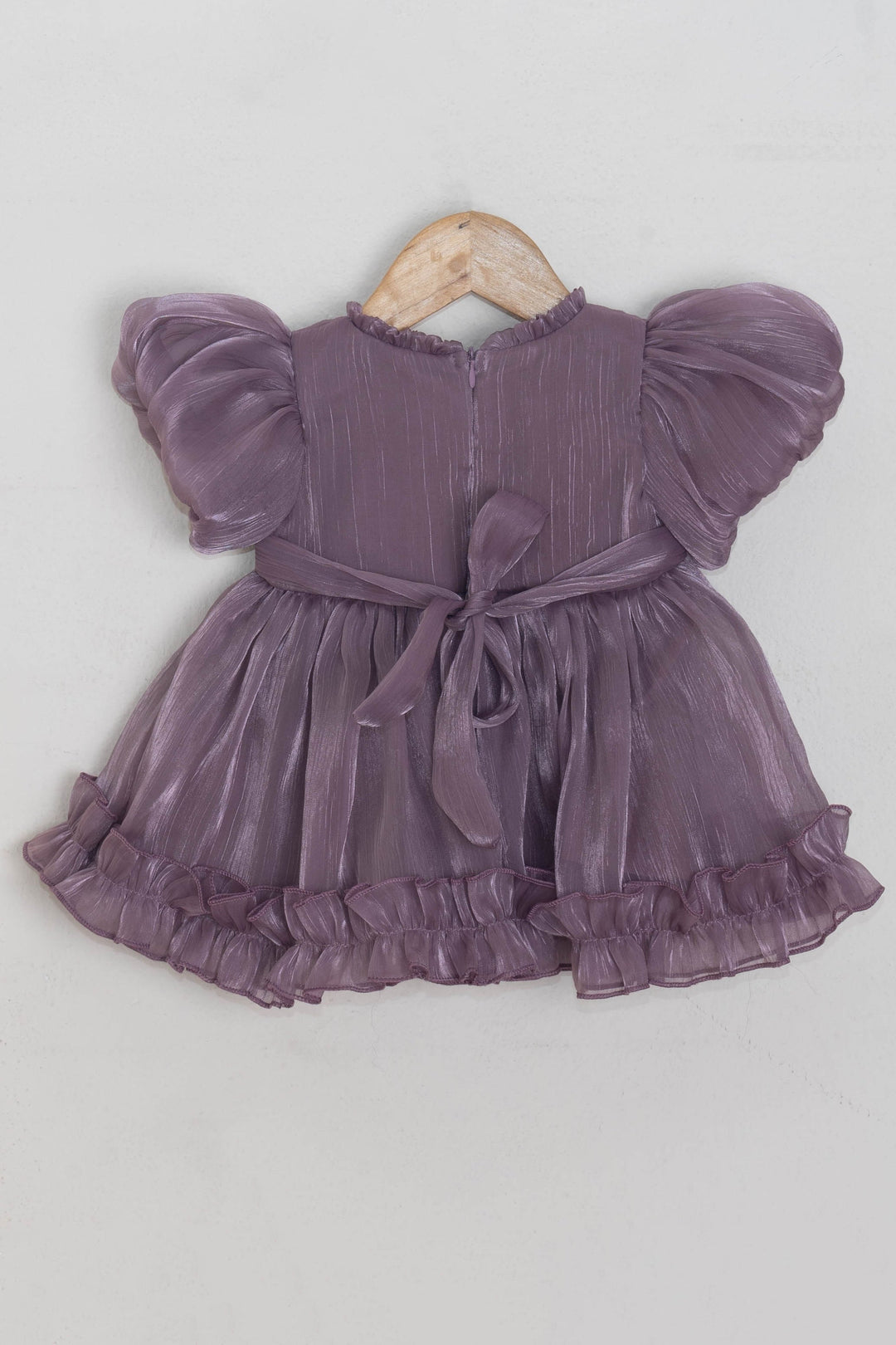 The Nesavu Baby Fancy Frock Stunning Purple Solid Pattern With Ruffled Sleeve Organza Frock For Baby girls Nesavu Premium Dresses For Baby Girls | Kids Latest Collection | The Nesavu