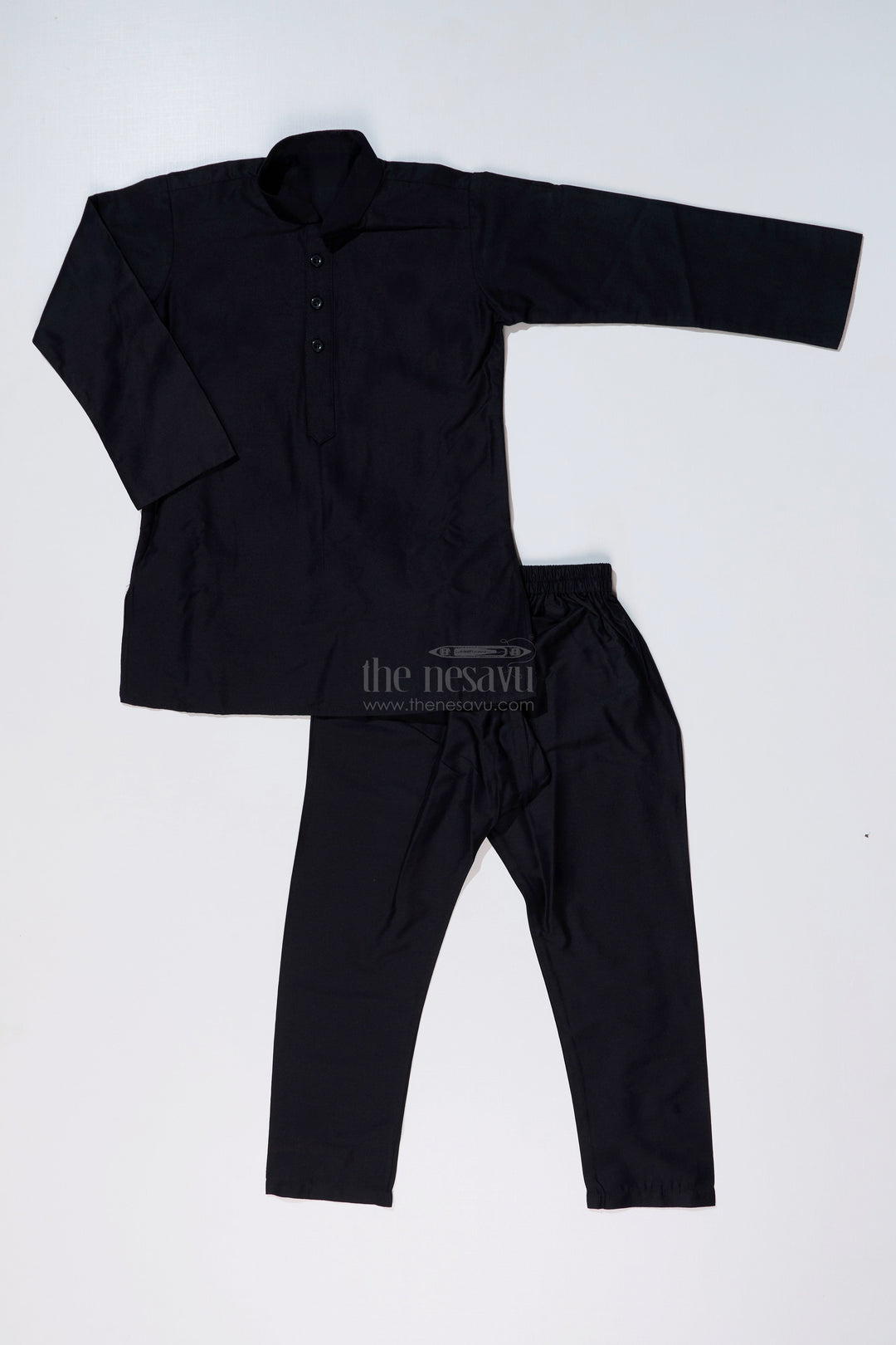 The Nesavu Boys Jacket Sets Stylish Black Jacket on Kurta Set for Boys with Floral Embroidered Silk Vest Nesavu Nesavu Stylish Black Jacket Kurta Set Boys Floral Embroidered Silk Vest