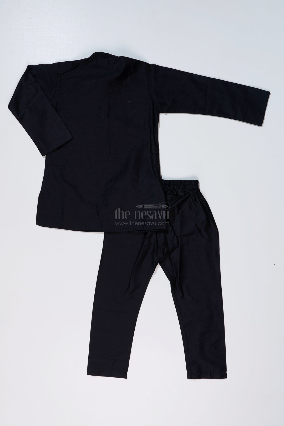 The Nesavu Boys Jacket Sets Stylish Black Jacket on Kurta Set for Boys with Floral Embroidered Silk Vest Nesavu Nesavu Stylish Black Jacket Kurta Set Boys Floral Embroidered Silk Vest