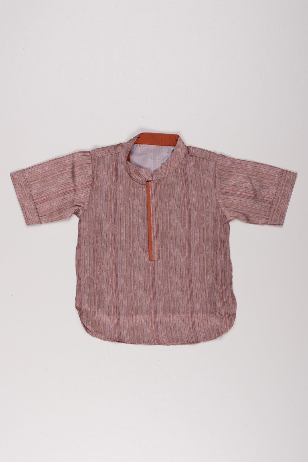 The Nesavu Boys Kurtha Shirt Stylish Brown Boys Kurta Shirt with Dobby Striped Pattern Nesavu 14 (6M) / Brown / Modal BS093A-14 Boys Ethnic Kurta | Designer Boys Ethnic Outfit | The Nesavu