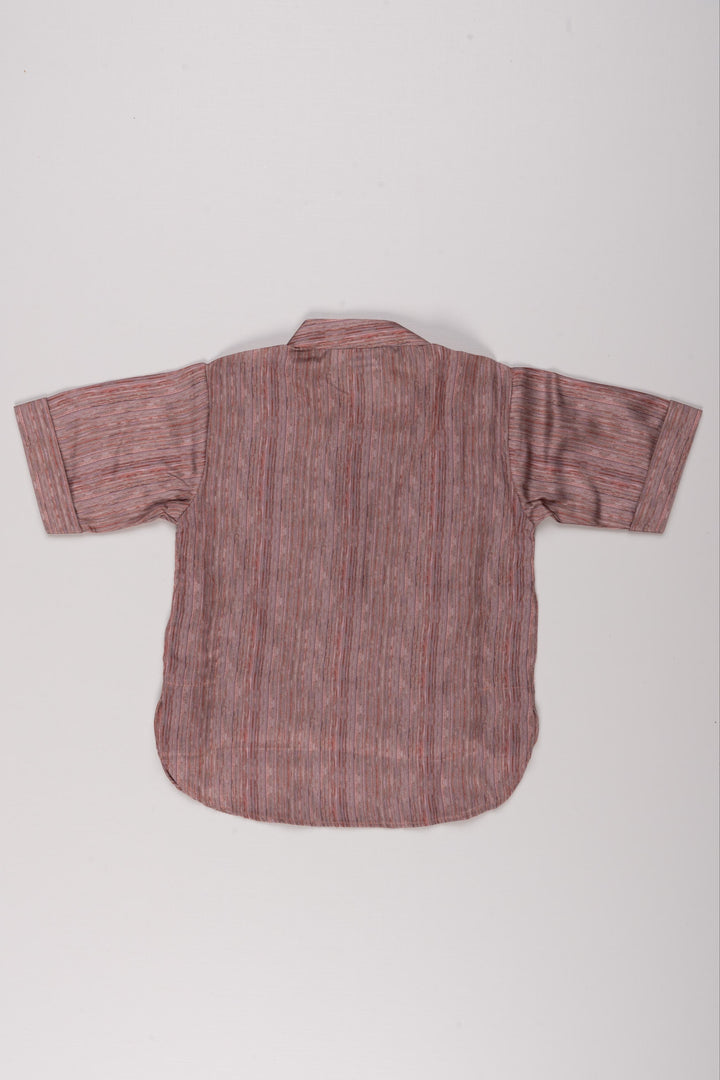 The Nesavu Boys Kurtha Shirt Stylish Brown Boys Kurta Shirt with Dobby Striped Pattern Nesavu Boys Ethnic Kurta | Designer Boys Ethnic Outfit | The Nesavu