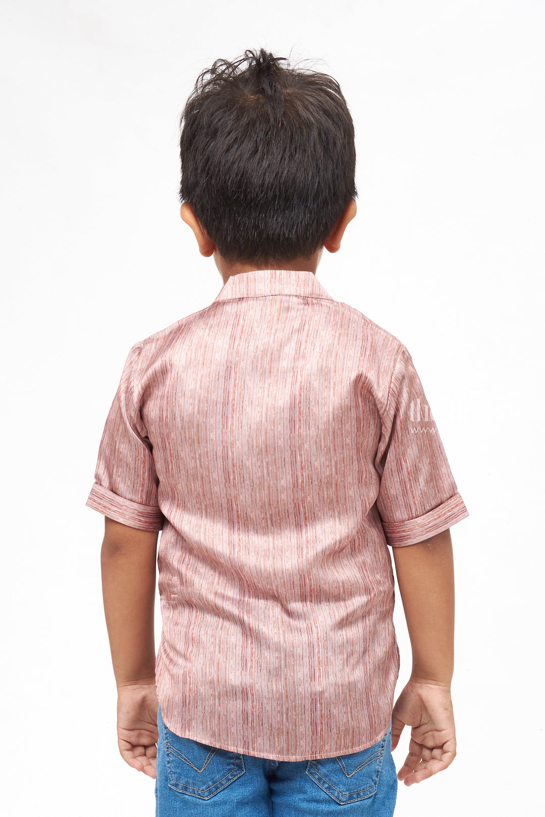 The Nesavu Boys Kurtha Shirt Stylish Brown Boys Kurta Shirt with Dobby Striped Pattern Nesavu Boys Ethnic Kurta | Designer Boys Ethnic Outfit | The Nesavu