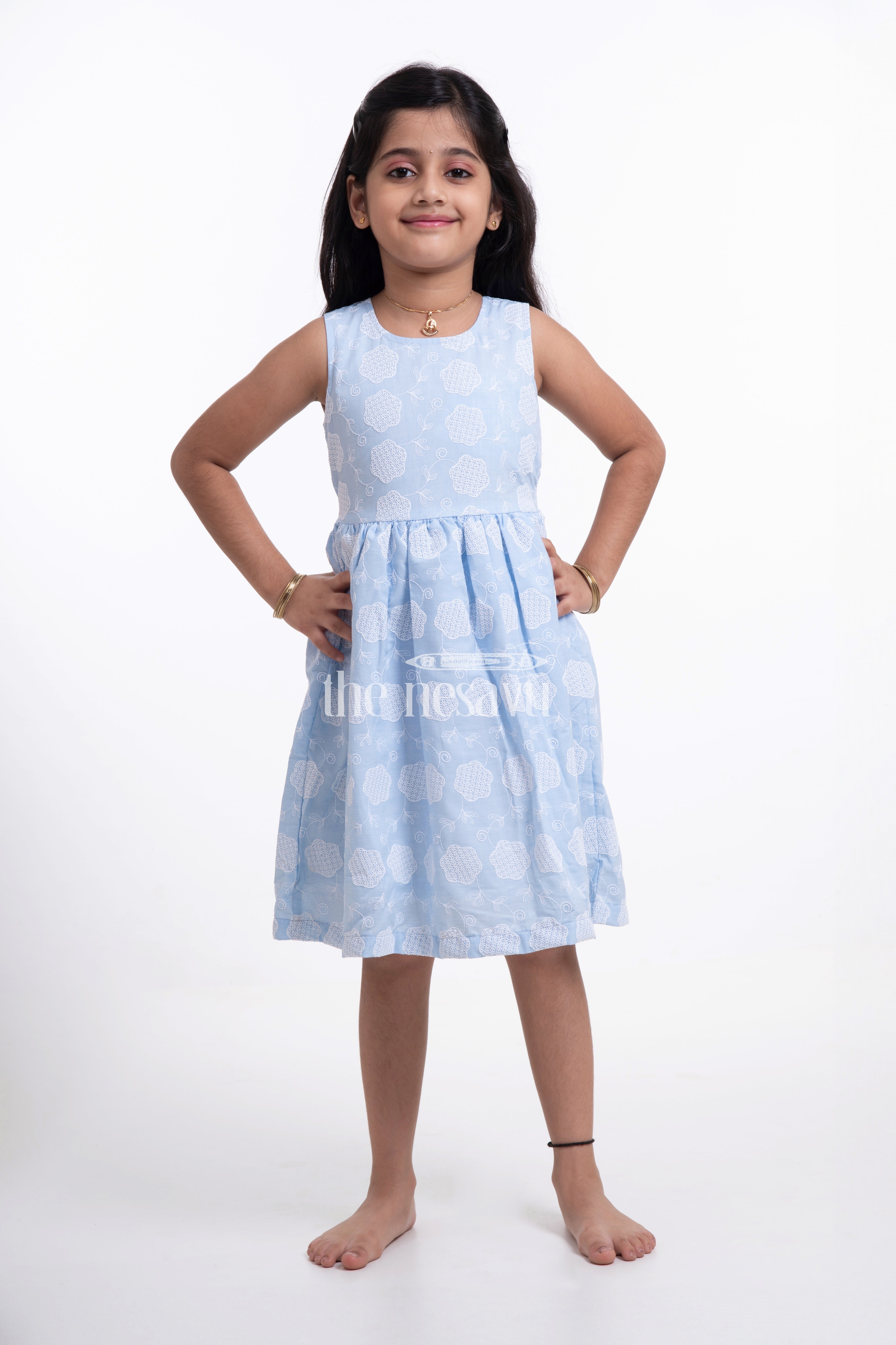 Stylish Cotton Frocks for Girls Nesavu Sleeveless Chikankari Baby Dress The Nesavu