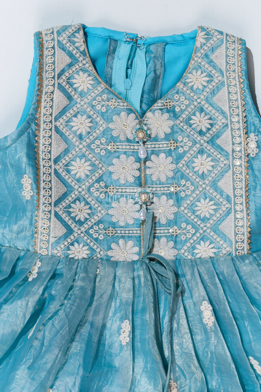 The Nesavu Girls Dothi Sets Stylish Dhoti Choli Dress for Girls with Glaze Shimmer Organza and Embroidered Details Nesavu Nesavu Stylish Dhoti Choli Dress Girls Glaze Shimmer Organza Embroidered Details
