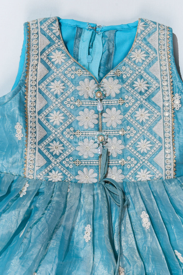 The Nesavu Girls Dothi Sets Stylish Dhoti Choli Dress for Girls with Glaze Shimmer Organza and Embroidered Details Nesavu Nesavu Stylish Dhoti Choli Dress Girls Glaze Shimmer Organza Embroidered Details