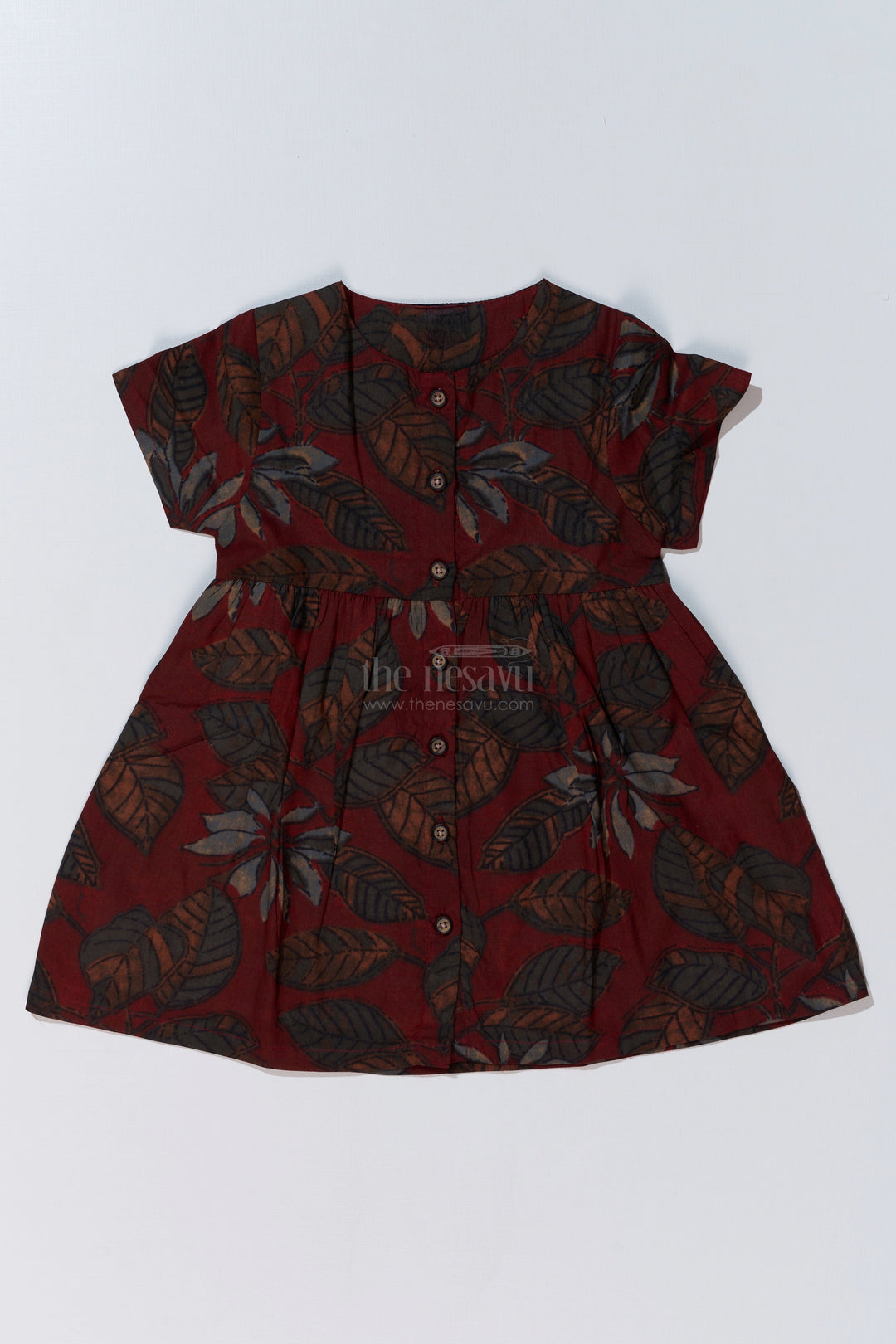 The Nesavu Baby Cotton Frocks Stylish Frock Suit Latest Design for Baby Girls in Cotton Block Printed Fabric Nesavu 10 (NB) / Maroon BFJ731A-10 Nesavu Stylish Frock Suit Latest Design Baby Girls Cotton Block Printed Fabric