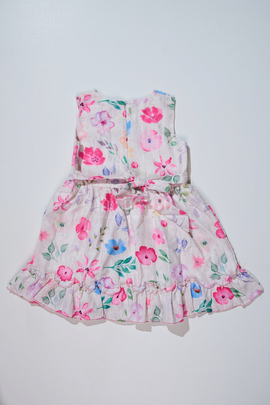 The Nesavu Girls Fancy Frock Stylish Frock with Overcoat for Girls in Flax Cotton with Digital Floral Print Nesavu Nesavu Stylish Frock Overcoat Girls Flax Cotton Digital Floral Print