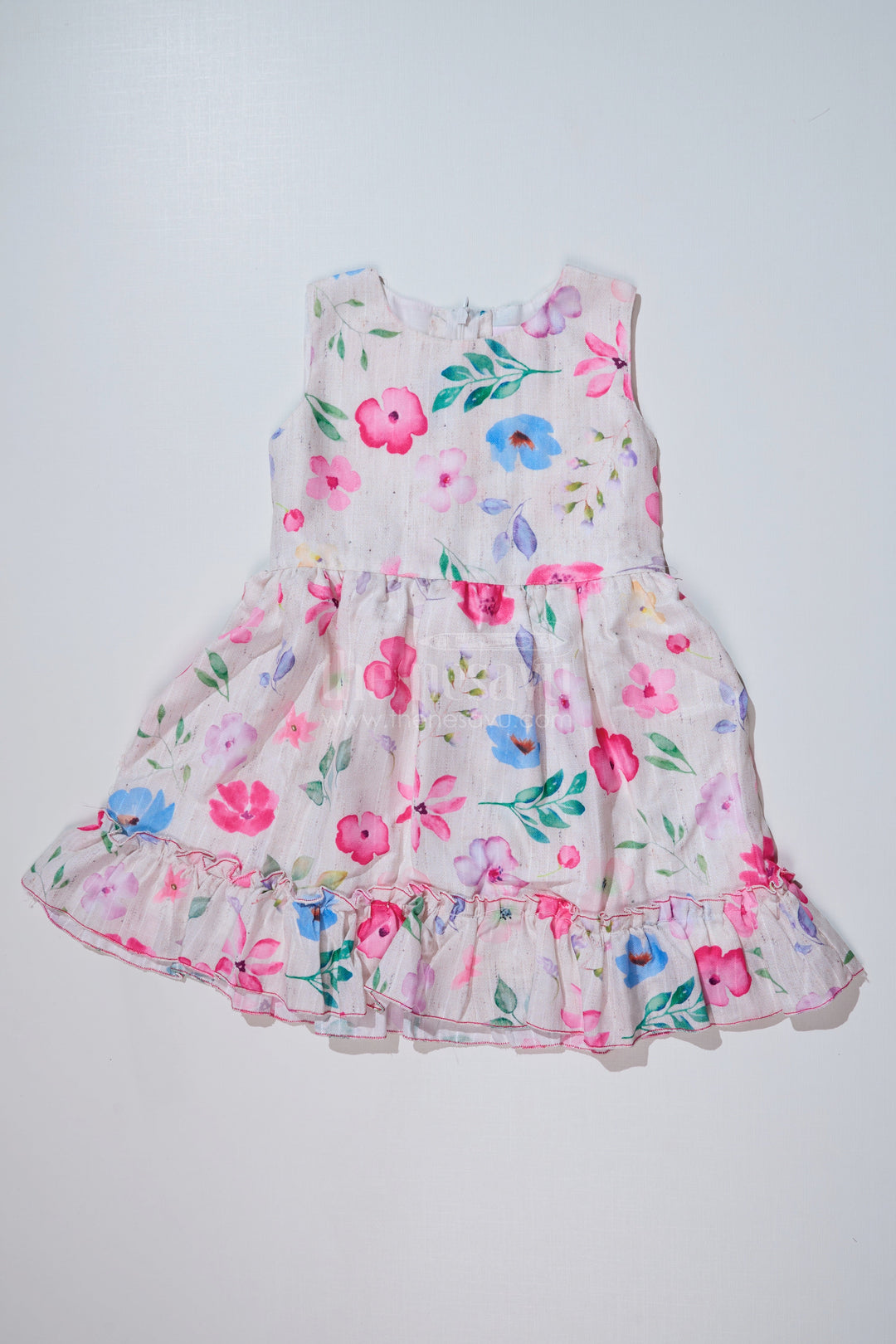 The Nesavu Girls Fancy Frock Stylish Frock with Overcoat for Girls in Flax Cotton with Digital Floral Print Nesavu Nesavu Stylish Frock Overcoat Girls Flax Cotton Digital Floral Print