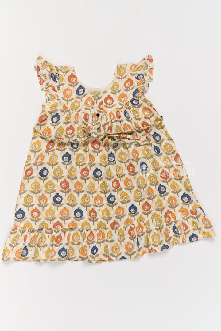 The Nesavu Girls Cotton Frock Stylish Girls Cotton Daily Wear Dress with Vibrant Floral Pattern and Ruffle Details Nesavu Nesavu Girls Cotton Daily Wear Dress Cheerful Floral Print Ruffles Lace Yoke