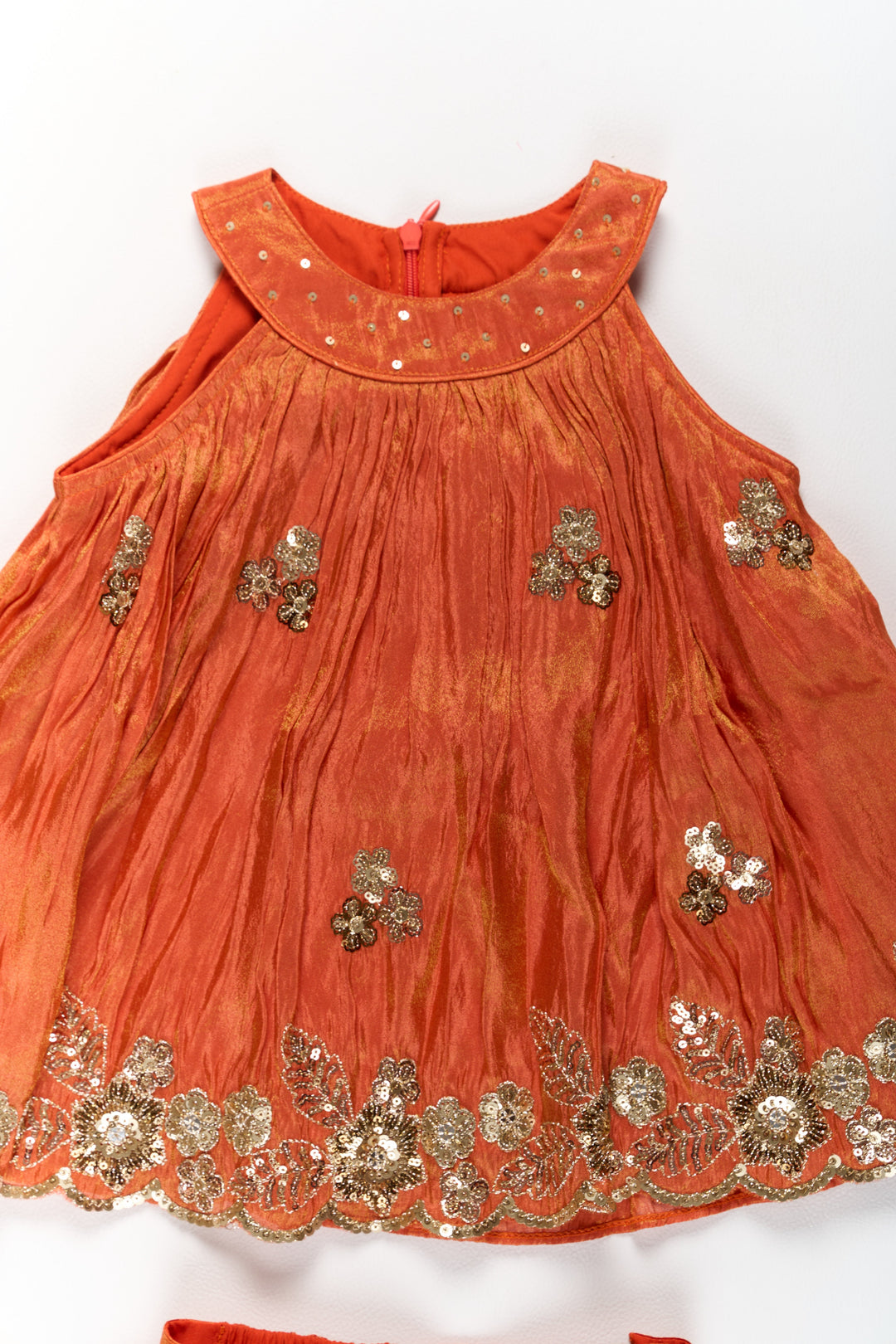 The Nesavu Girls Sharara / Plazo Set Stylish Girls Orange Viscose Silk Sharara Set with Embroidered Cape for Festive Wear Nesavu Nesavu Girls Orange Viscose Silk Sharara Set Embroidered Cape Weddings Festivals