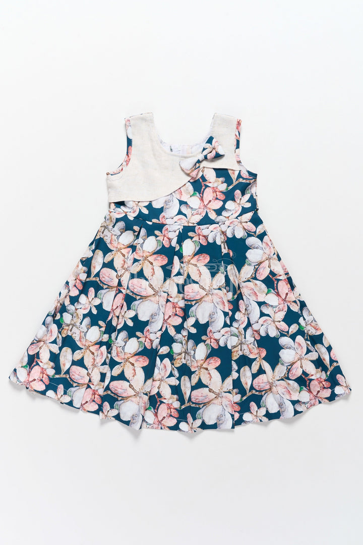 The Nesavu Girls Fancy Frock Stylish Girls Party Wear Long Frock with Floral Prints and Asymmetrical Neckline Nesavu 20 (3Y) / Multicolor GFC1540A-20 Nesavu Girls Party Wear Long Frock Floral Prints Modern Asymmetrical Neckline