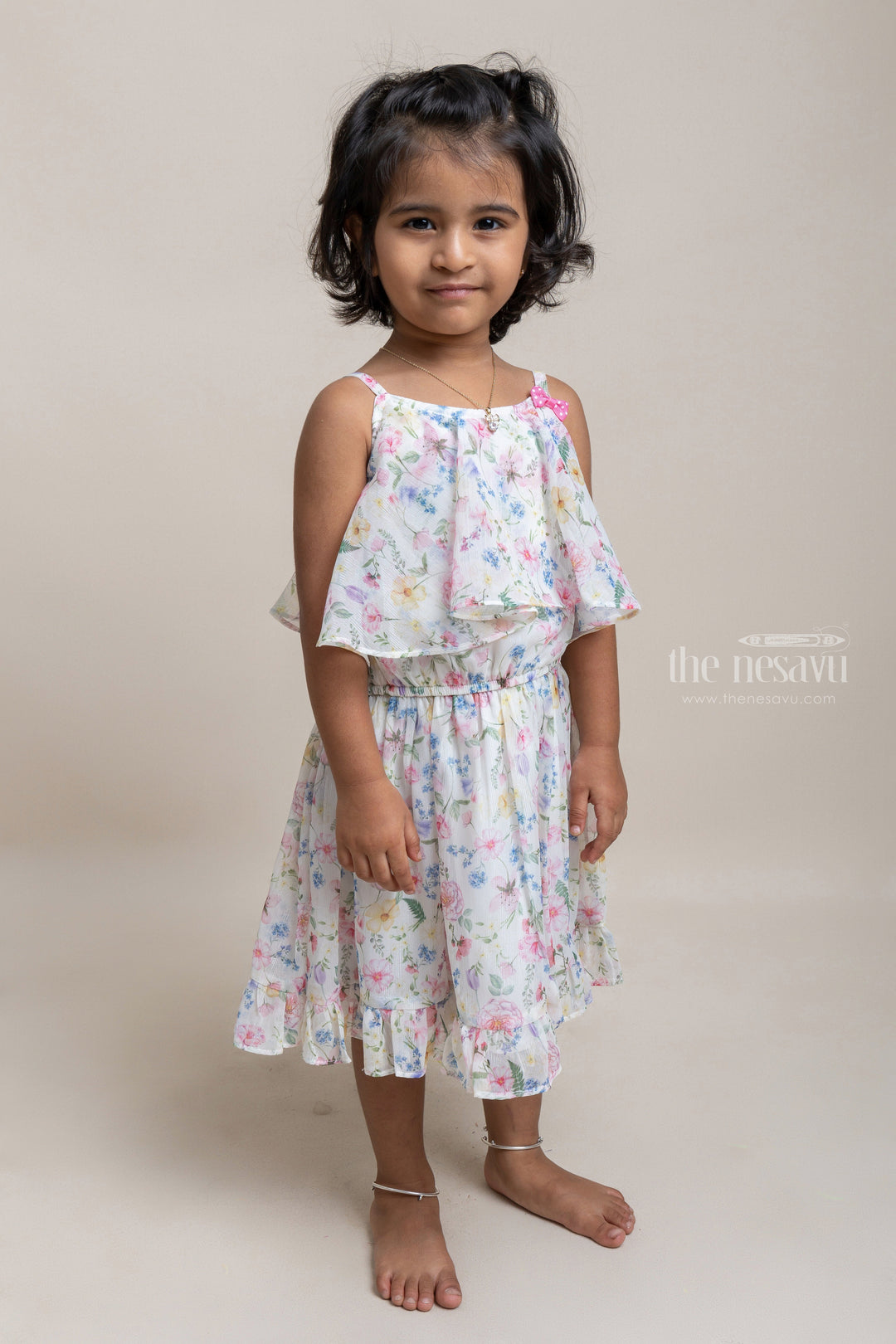 The Nesavu Baby Fancy Frock Stylish Multicolour Floral Printed Sleeveless Georgette Frock For Baby Girls Nesavu 16 (1Y) / multicolor / Chiffon BFJ349A Comfortable Baby Frocks online | Party Frocks For Babies | The Nesavu