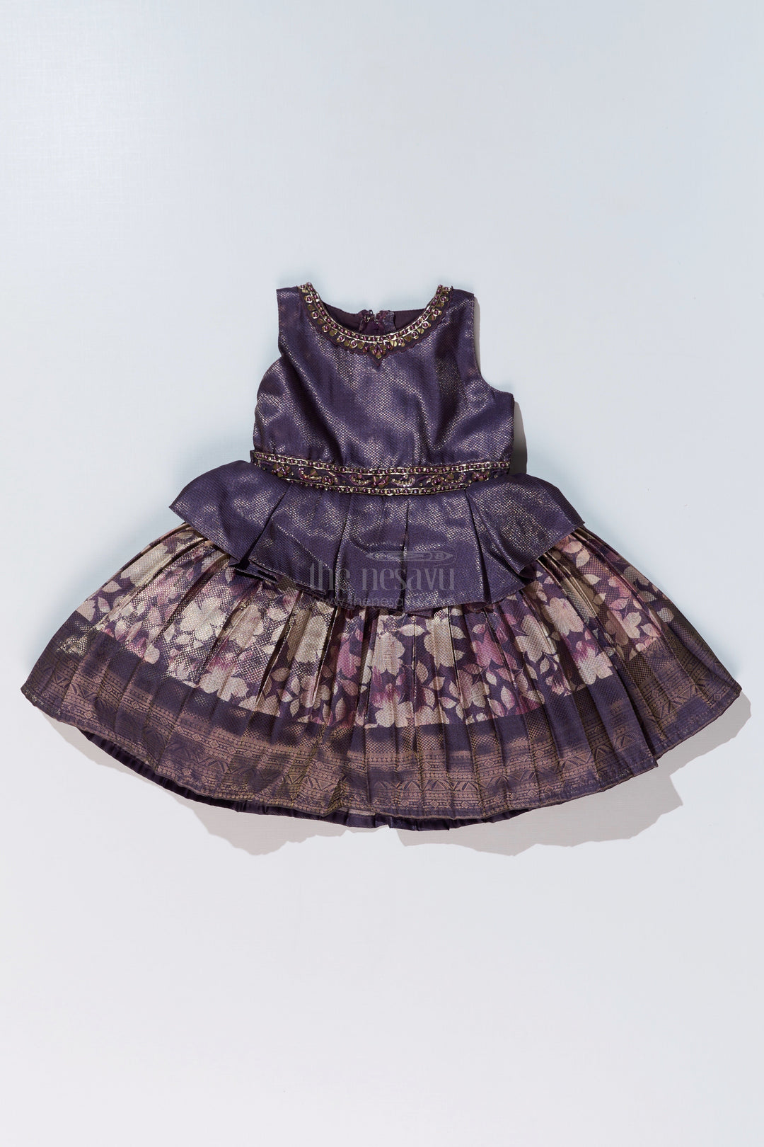 The Nesavu Silk Frock Stylish New Fashion Frock for Girls with Banarasi Jacquard and Peplum Design Nesavu Nesavu Stylish New Fashion Frock Girls Banarasi Jacquard Peplum Design