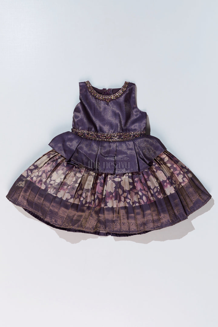 The Nesavu Silk Frock Stylish New Fashion Frock for Girls with Banarasi Jacquard and Peplum Design Nesavu Nesavu Stylish New Fashion Frock Girls Banarasi Jacquard Peplum Design