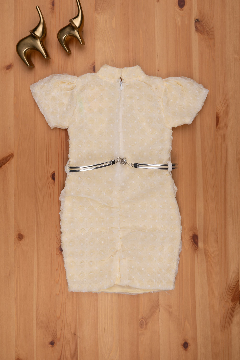 The Nesavu Baby Frock / Jhabla Sunlit Yellow Lucknow Chikan Dress - High Neck Delight for Infants Nesavu Baby Fancy Frock Collection | Baby Dress Online | The Nesavu