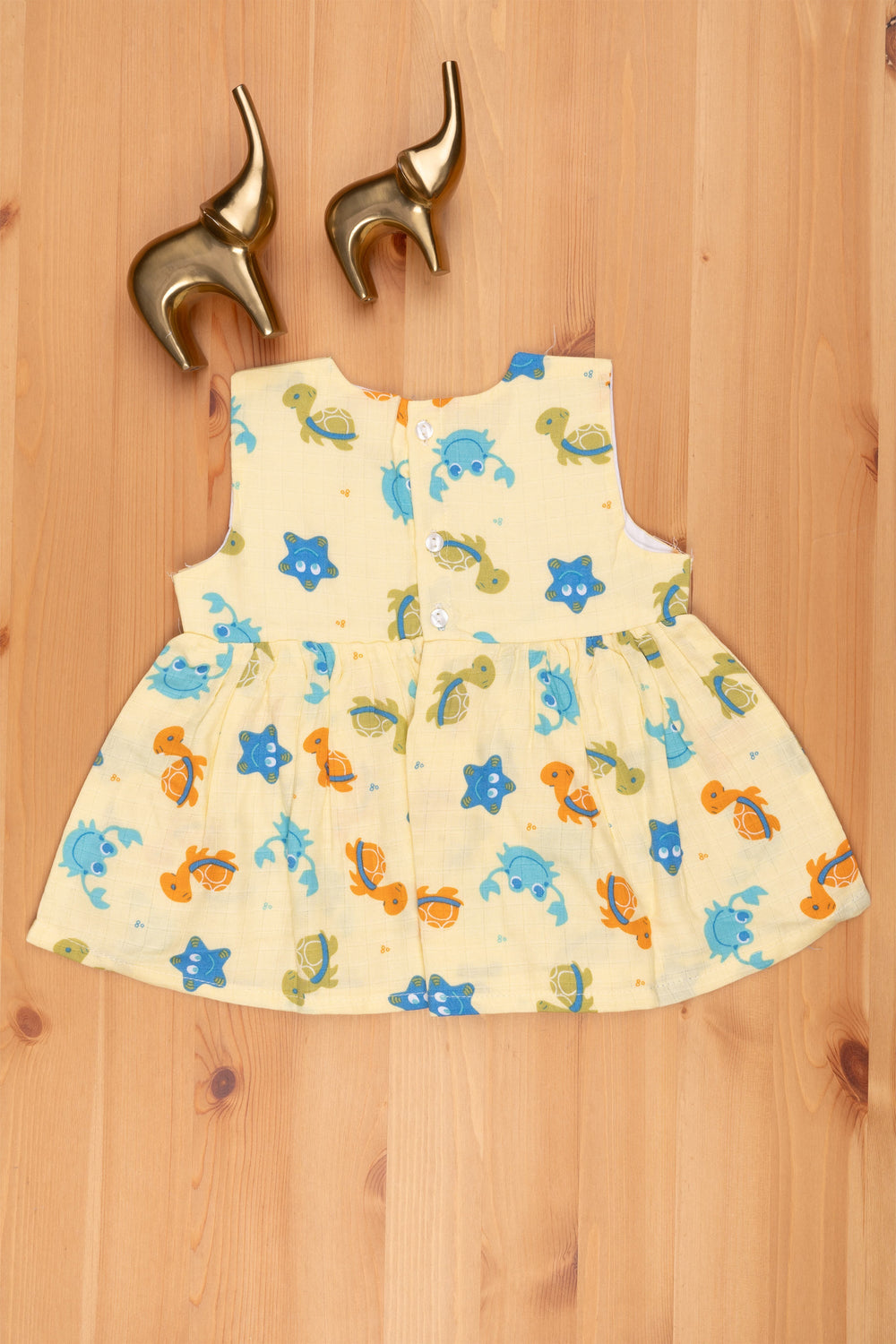 The Nesavu Baby Frock / Jhabla Sunny Days: Yellow Sea Animal Dress for Young Divas Nesavu Animal Cartoons Printed Frock For Baby | New born Baby Dress | The Nesavu