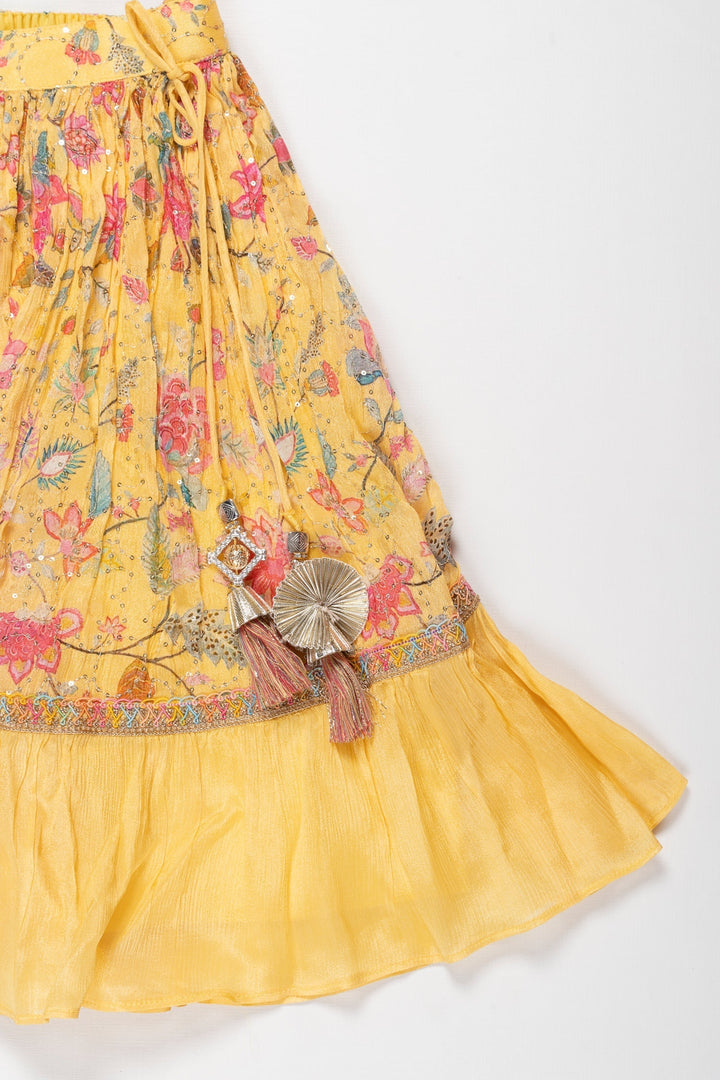 The Nesavu Girls Lehenga Choli Sunny Elegance Designer Lehenga Choli - A Mesmerizing Ensemble for Girls Nesavu Shop Designer Lehenga Choli for Girls Online | Floral Perfection for Special Occasions | The Nesavu