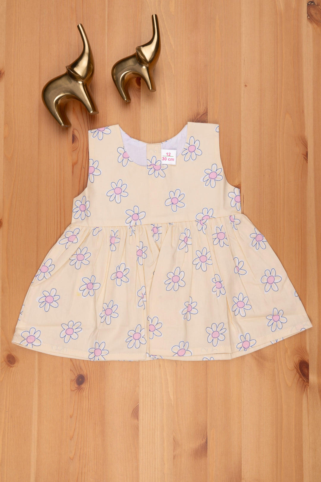 The Nesavu Baby Frock / Jhabla Sunny Yellow Floral Print Dress - Infant Girl Favorite Nesavu 12 (3M) / Yellow BFJ454B-12 Floral Printed Baby Dress Online | Yellow Baby Cotton Frock Online | The Nesavu