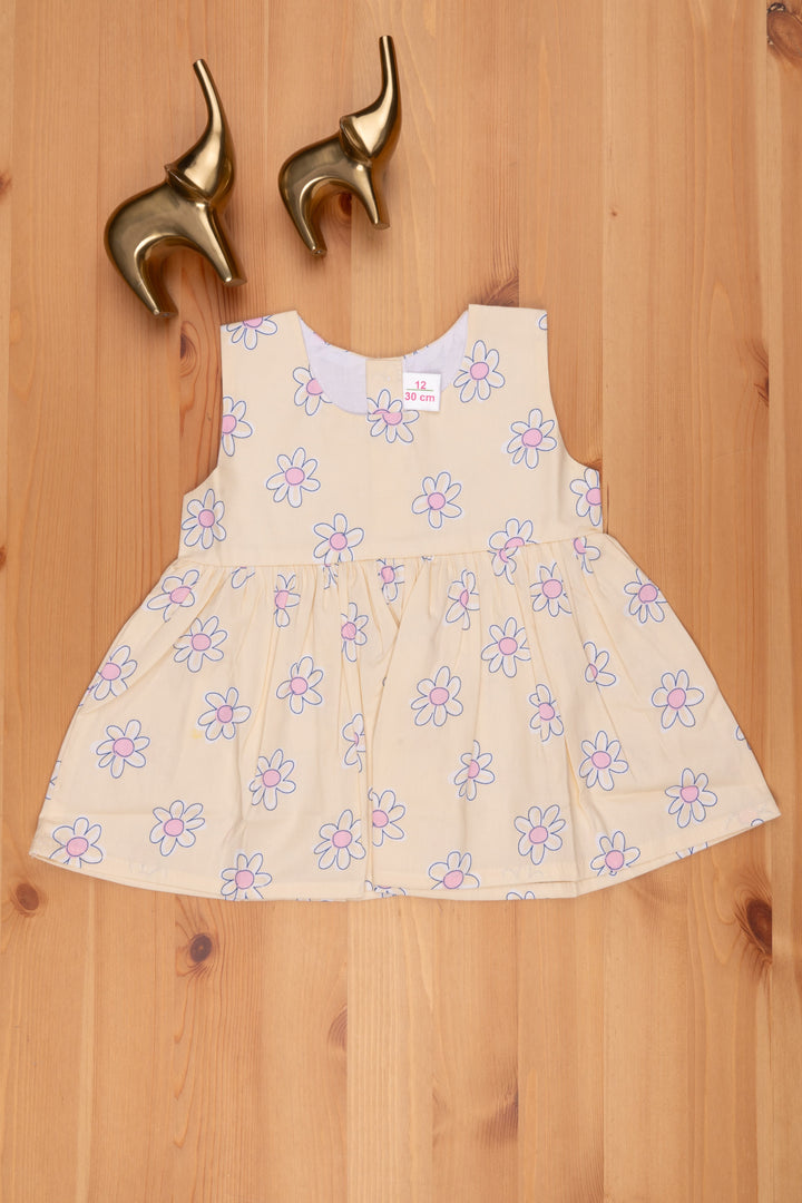 The Nesavu Baby Frock / Jhabla Sunny Yellow Floral Print Dress - Infant Girl Favorite Nesavu 12 (3M) / Yellow BFJ454B-12 Floral Printed Baby Dress Online | Yellow Baby Cotton Frock Online | The Nesavu