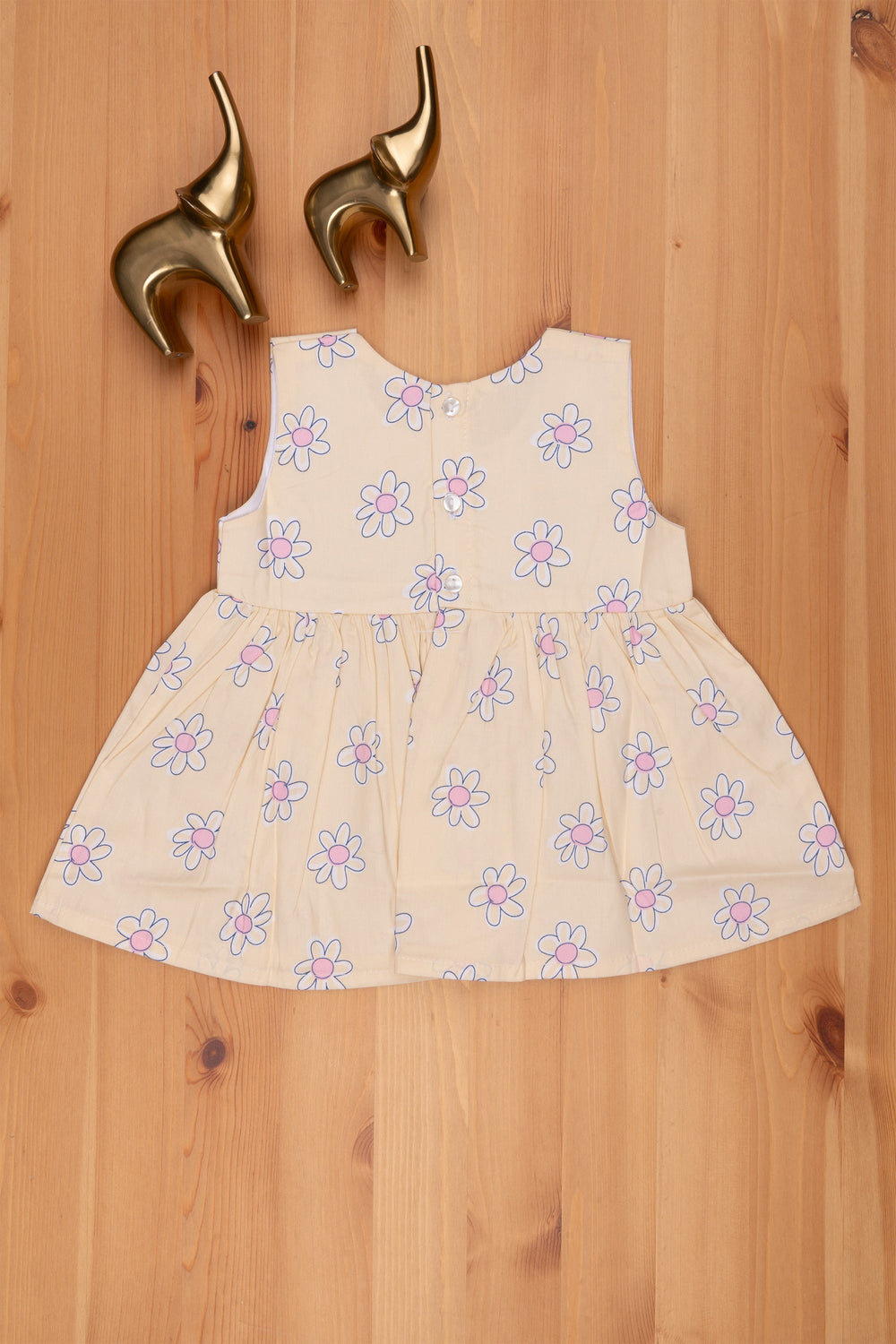 The Nesavu Baby Frock / Jhabla Sunny Yellow Floral Print Dress - Infant Girl Favorite Nesavu Floral Printed Baby Dress Online | Yellow Baby Cotton Frock Online | The Nesavu