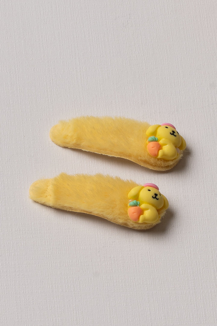 The Nesavu Tick Tac Clip Sunny Yellow Furry Character Tic Tac Hair Clips Nesavu Yellow / Style 1 JHTT12A Charming Yellow Furry Tic Tac Hair Clips for Kids | Cute & Playful | The Nesavu