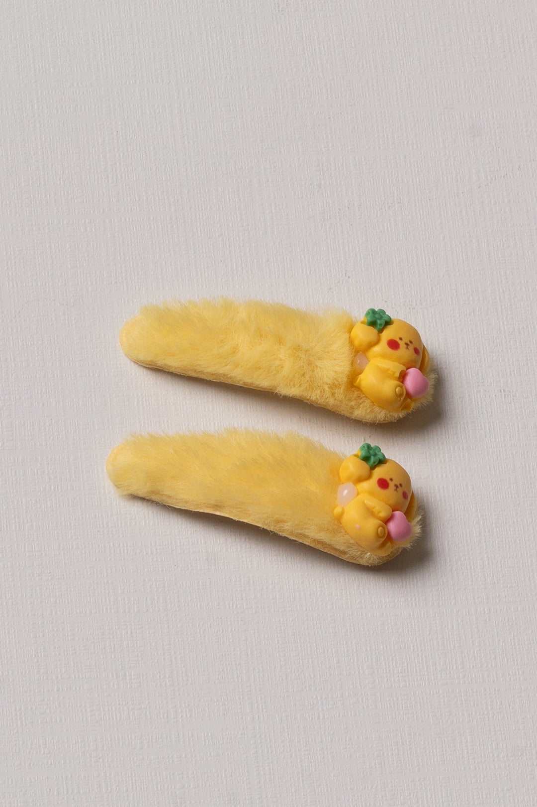 The Nesavu Tick Tac Clip Sunny Yellow Furry Character Tic Tac Hair Clips Nesavu Yellow / Style 2 JHTT12B Charming Yellow Furry Tic Tac Hair Clips for Kids | Cute & Playful | The Nesavu