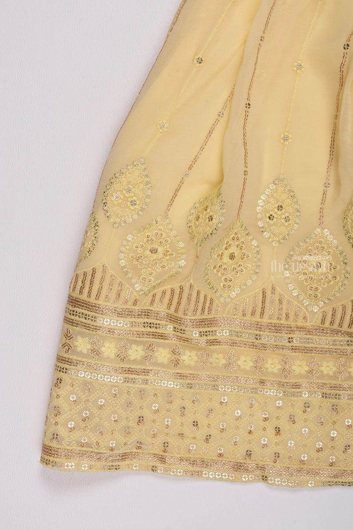 The Nesavu Party Gown Sunny Yellow Sequins & Poncho Sleeves: Gown Glam for Girls Nesavu Latest Anarkali Designs 2023 Collection | Royal Anarkali Dress | The Nesavu