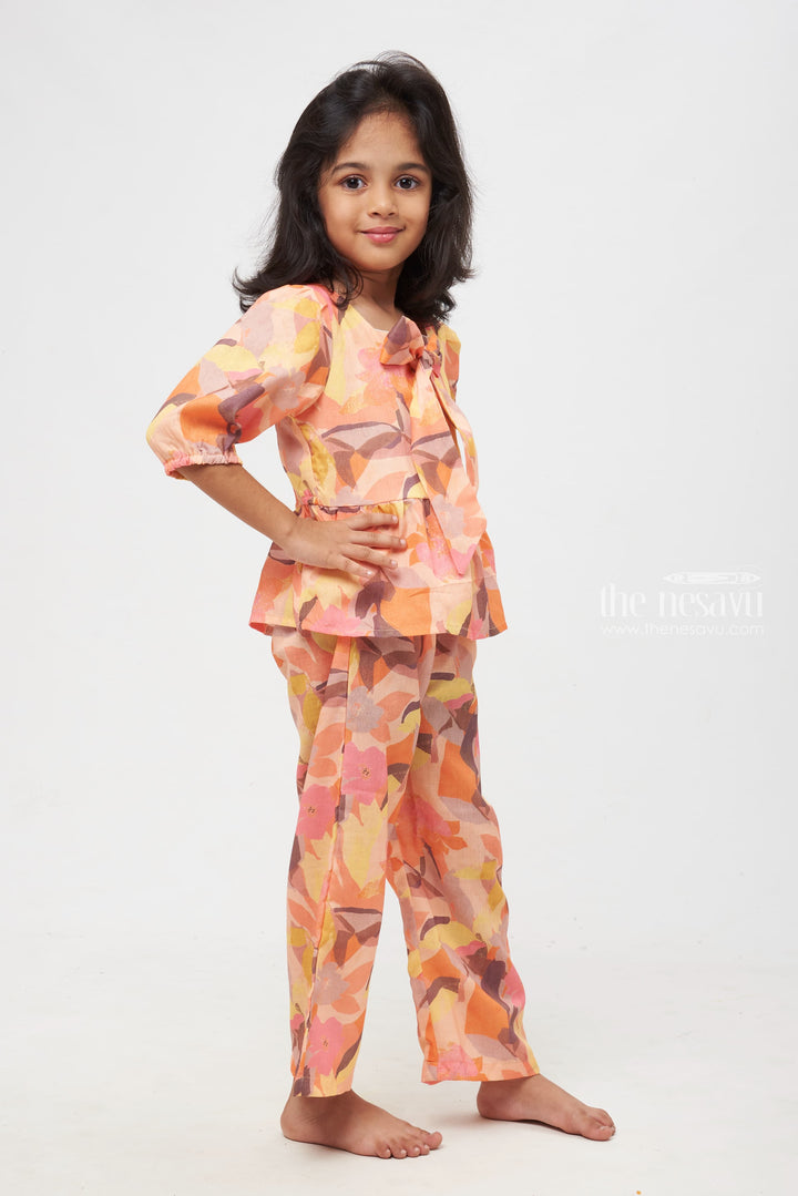 The Nesavu Girls Sharara / Plazo Set Sunset Glow Tiered Outfit with Artistic Pastel Shades for Contemporary Kids Nesavu Pastel Panache Tiered Outfit | Artistic Kids Fashion | Sunset Glow Collection - The Nesavu